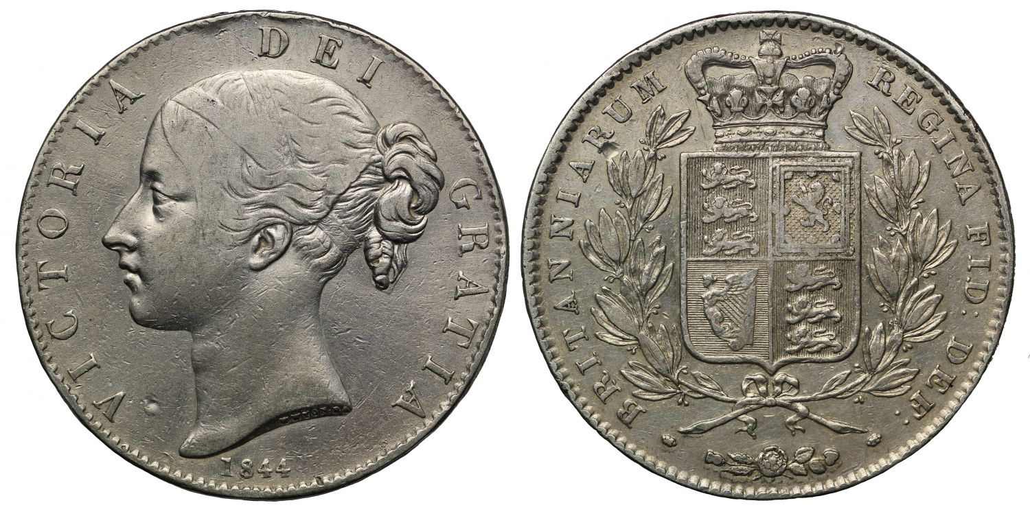 Victoria 1844 Pattern Crown, unfinished obverse die