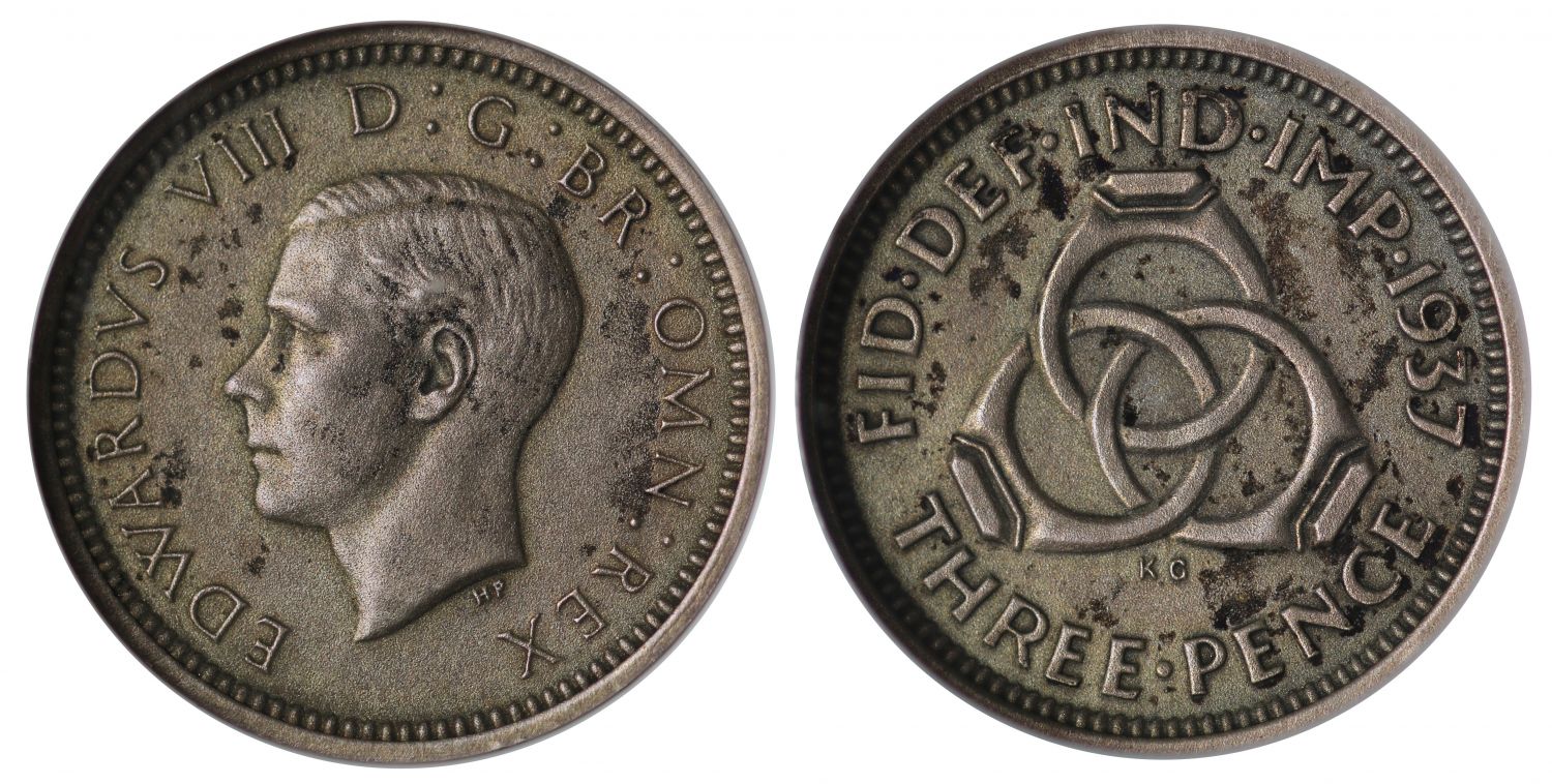 Edward VIII 1937 matt proof Threepence, PF61, ex Globus and Portraits of a Prince