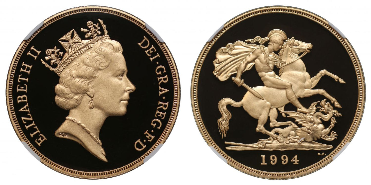 Elizabeth II 1994 proof Five-Pounds PF70 ULTRA CAMEO