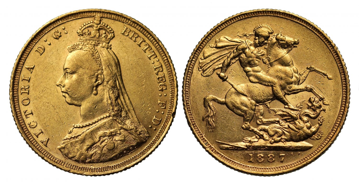 Victoria 1887-S Sovereign Sydney Mint, hooked J initials DISH S2 = R2