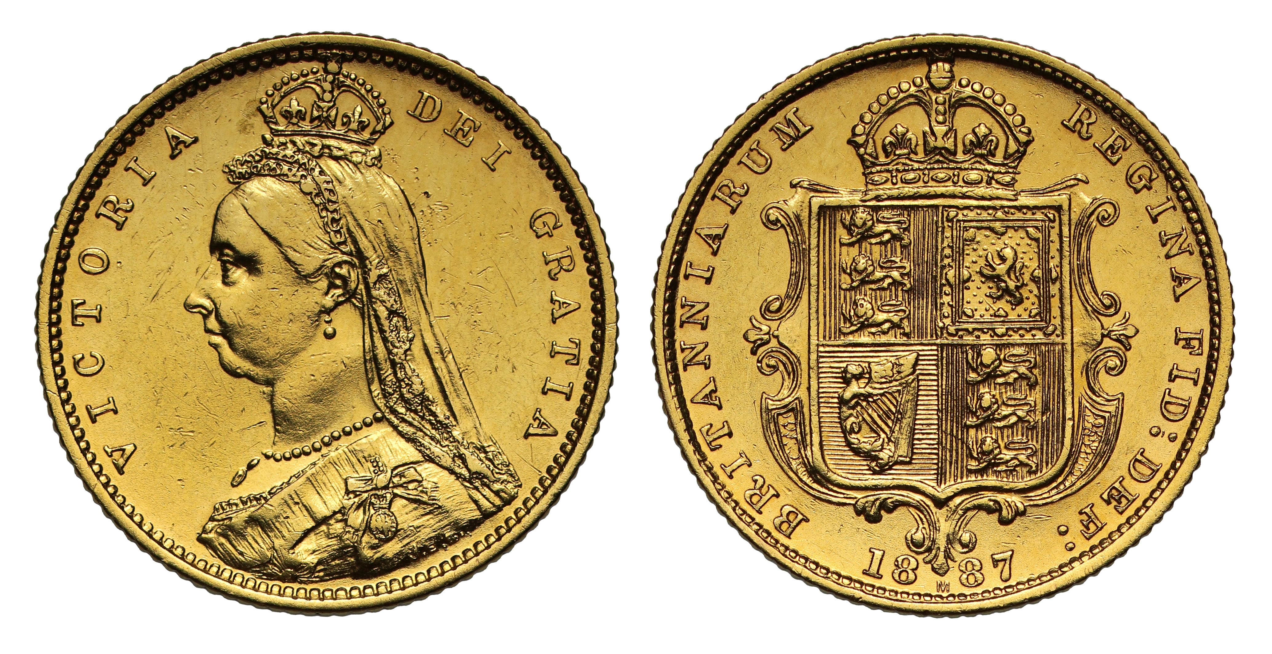 Victoria 1887 Jubilee head Half-Sovereign Melbourne DISH M505 hooked J R4