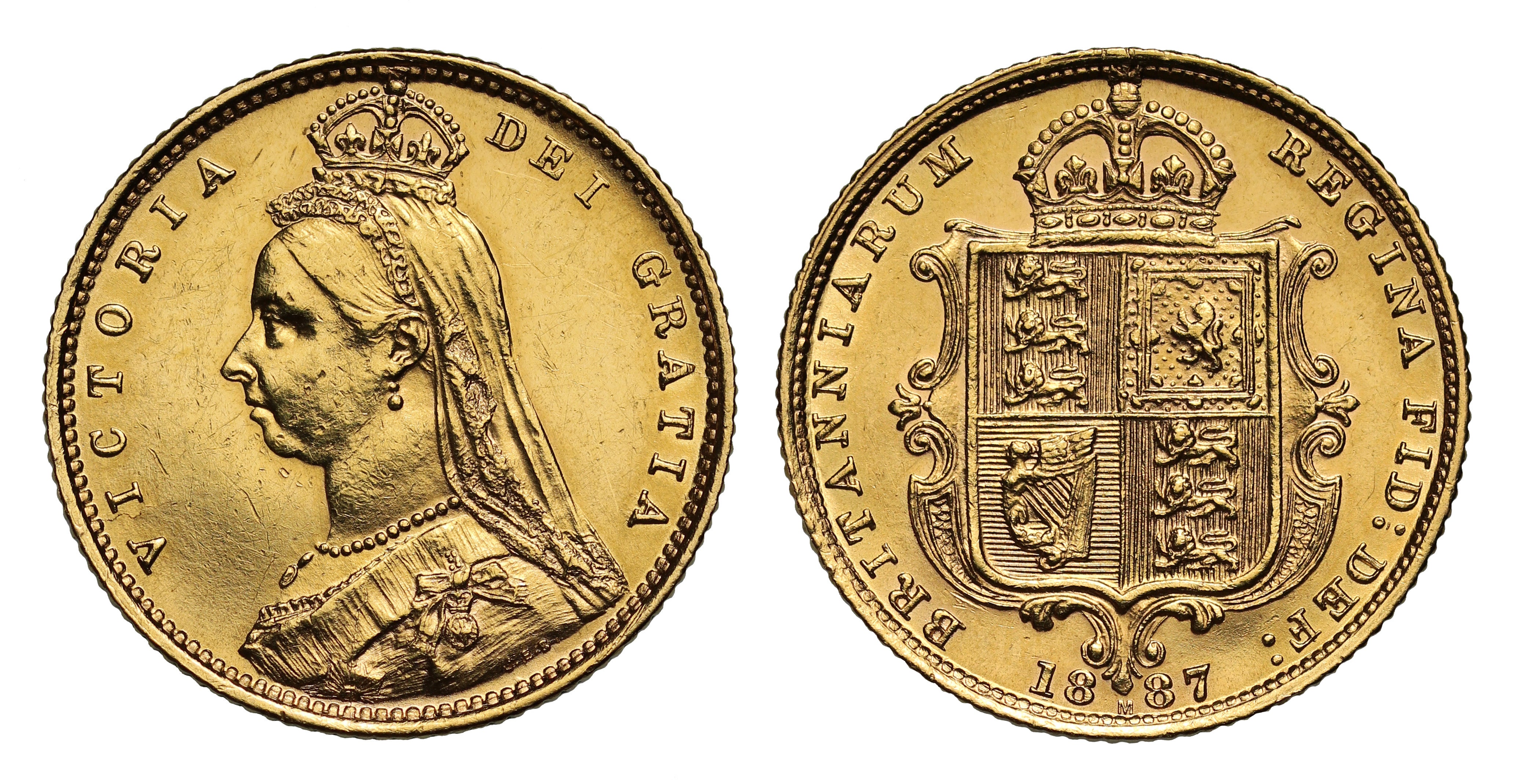 Victoria 1887 Jubilee head Half-Sovereign Melbourne DISH M506 hooked J R4
