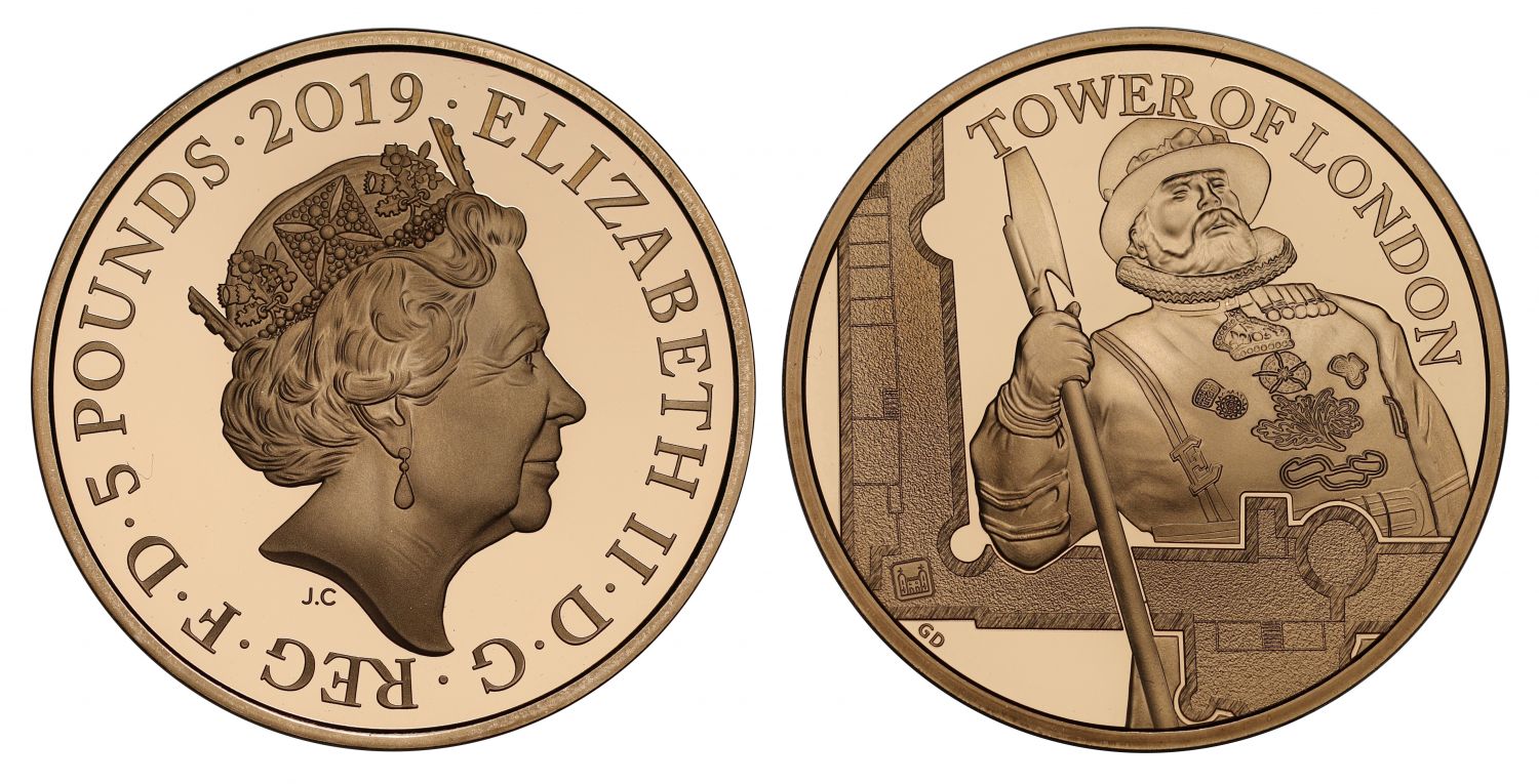 *Elizabeth II 2019 proof Five-Pounds PF70 UC Yeoman