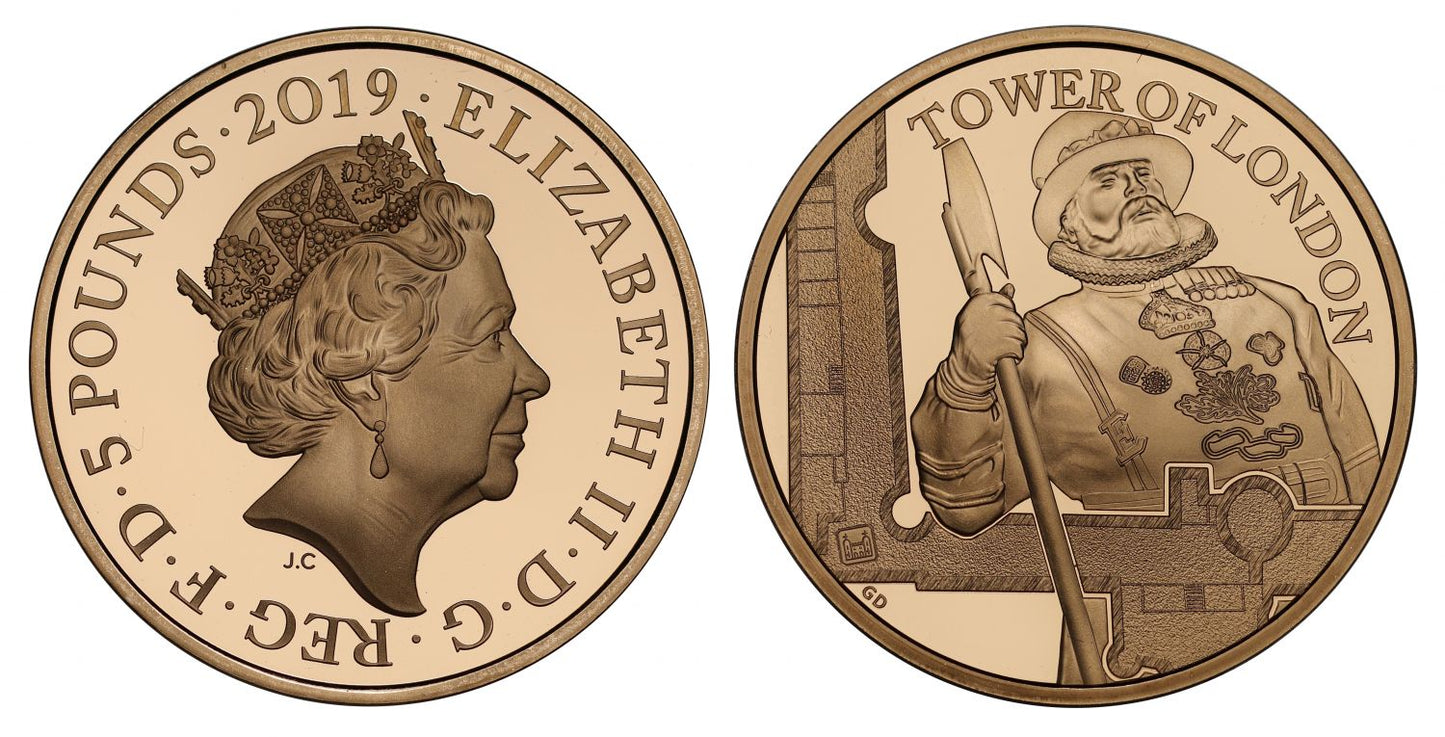 *Elizabeth II 2019 proof Five-Pounds PF70 UC Yeoman