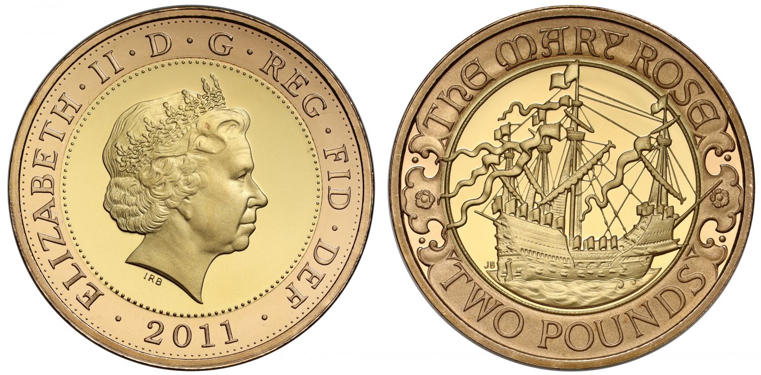 Elizabeth II 2011 proof Two-Pounds Mary Rose
