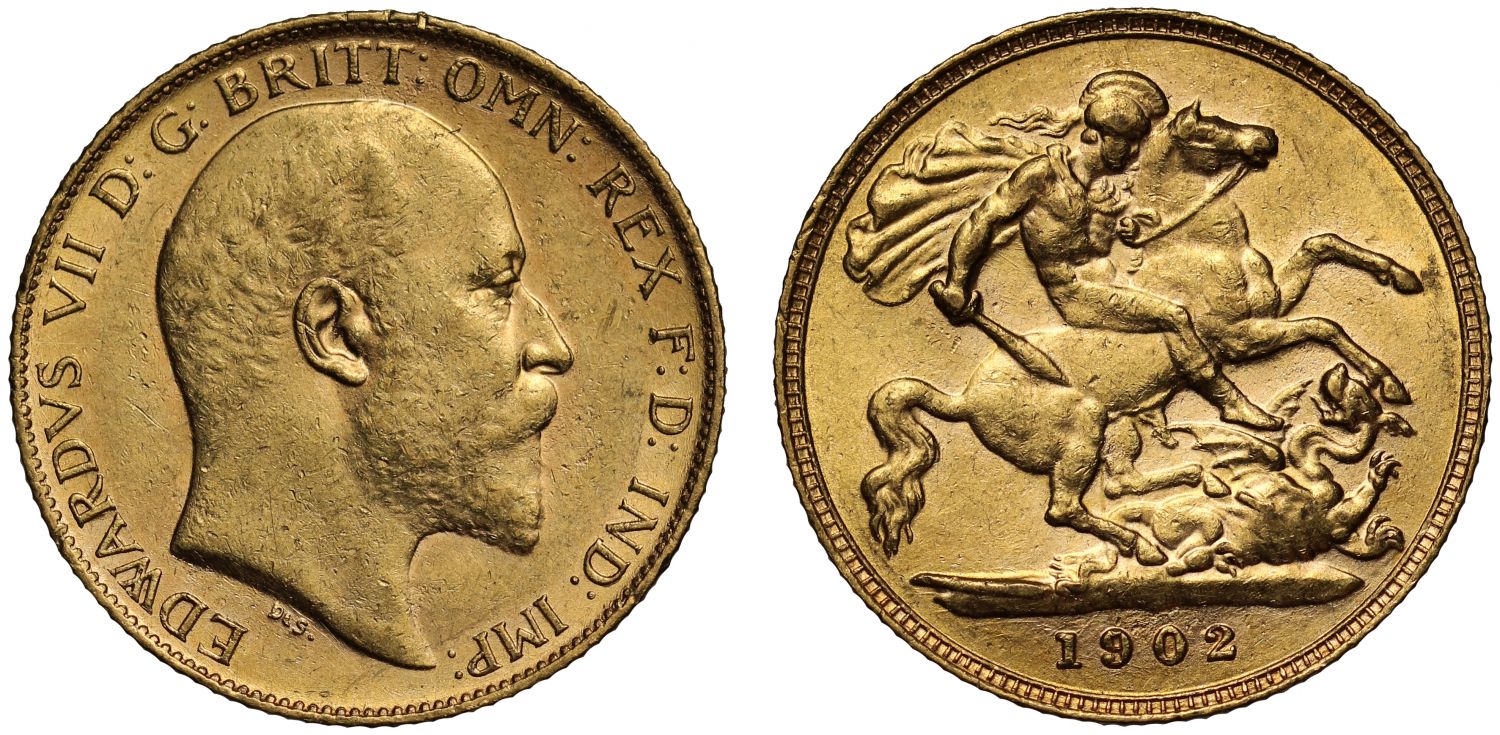 Edward VII 1902 Half-Sovereign AU58 Coronation currency issue London Mint