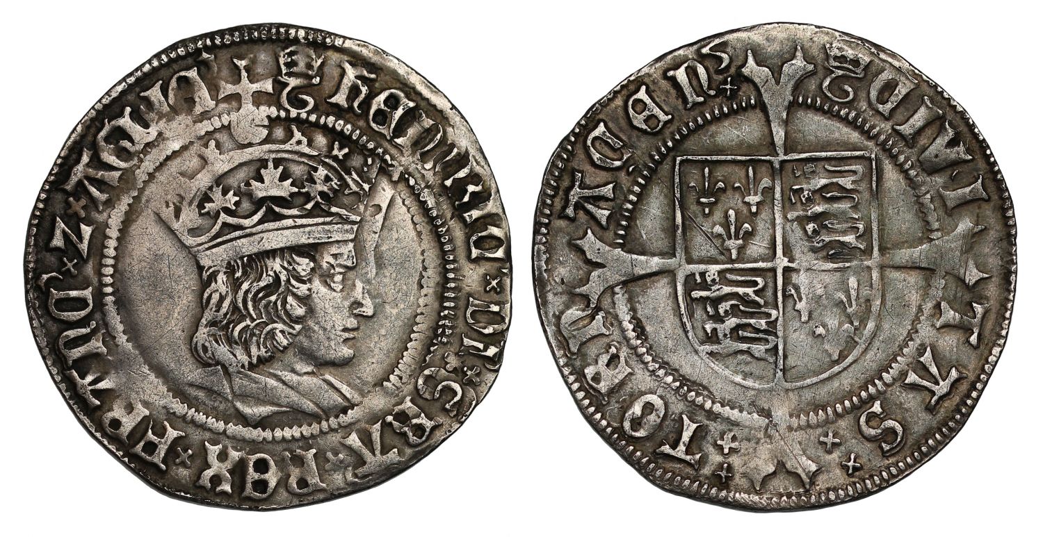 Henry VIII Groat, struck in Tournai in 1514, very rare mint, mm crowned t