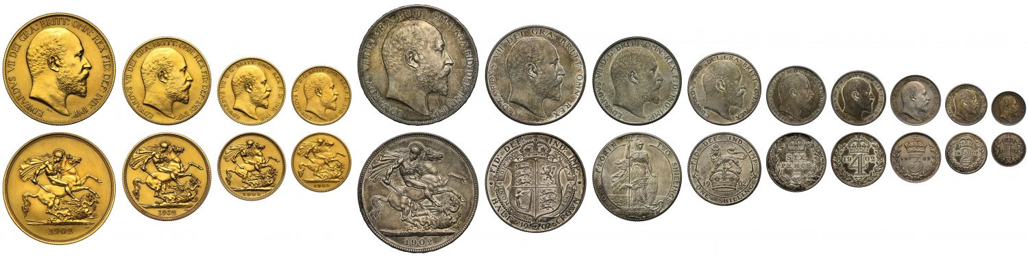 Edward VII 1902 13-coin matt proof Set, Coronation