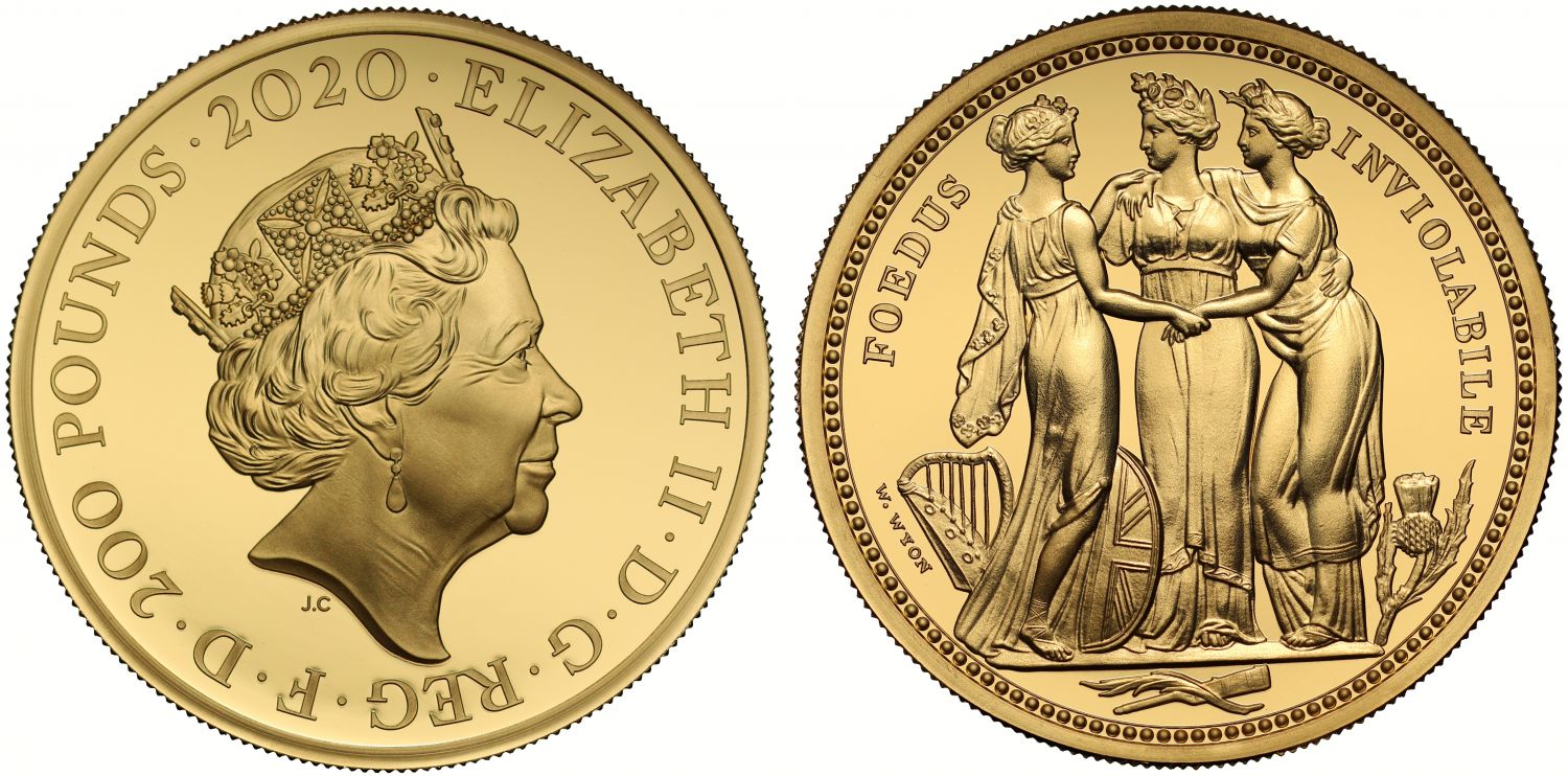 Elizabeth II 2020 gold PF70 UC 2oz Three Graces