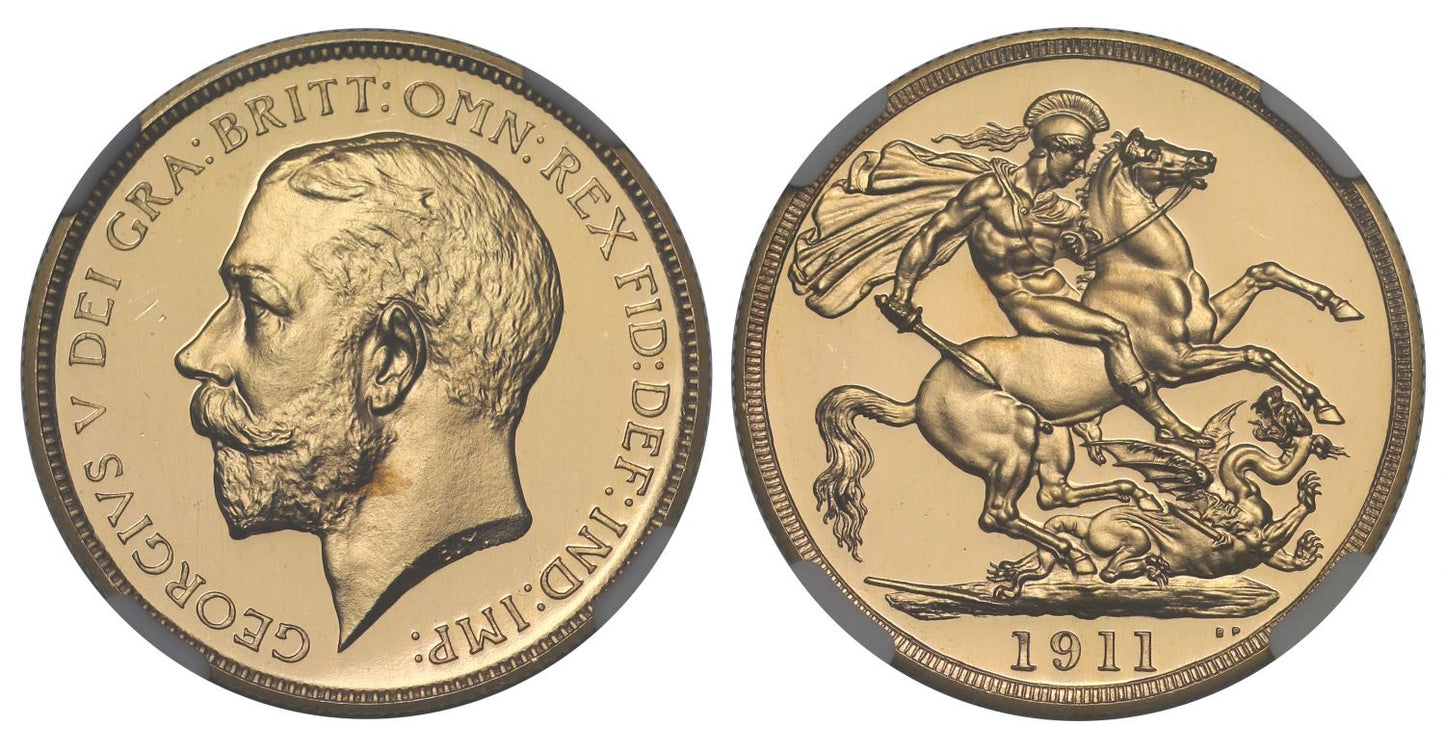 George V 1911 proof Two-Pounds, Coronation issue, PF63 CAMEO