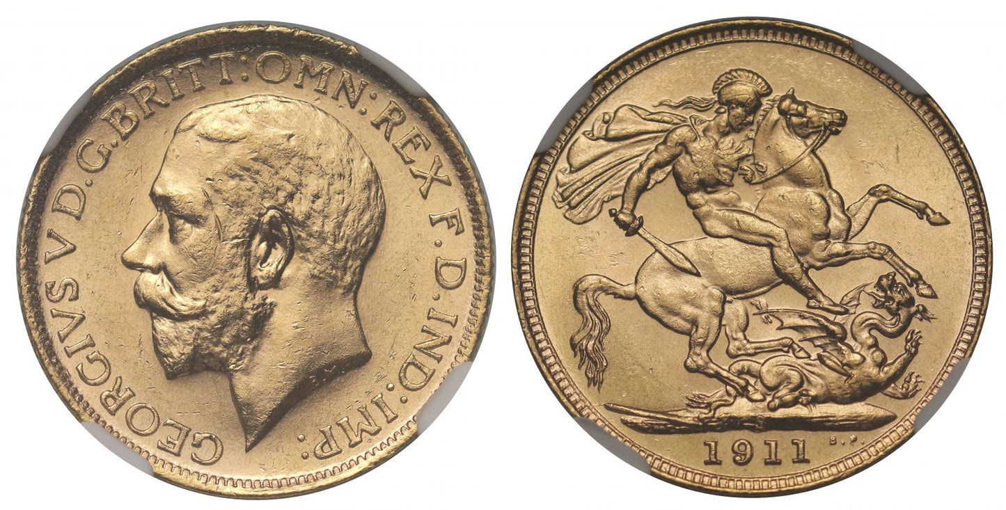 George V 1911-S Sovereign Sydney Mint MS62