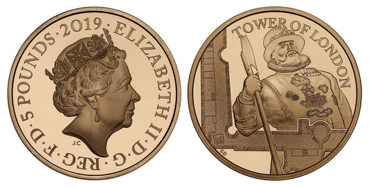*Elizabeth II 2019 proof Five-Pounds PF70 Yeomen Warders