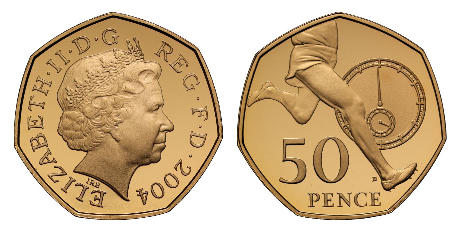 Elizabeth II 2004 gold proof 50p Bannister