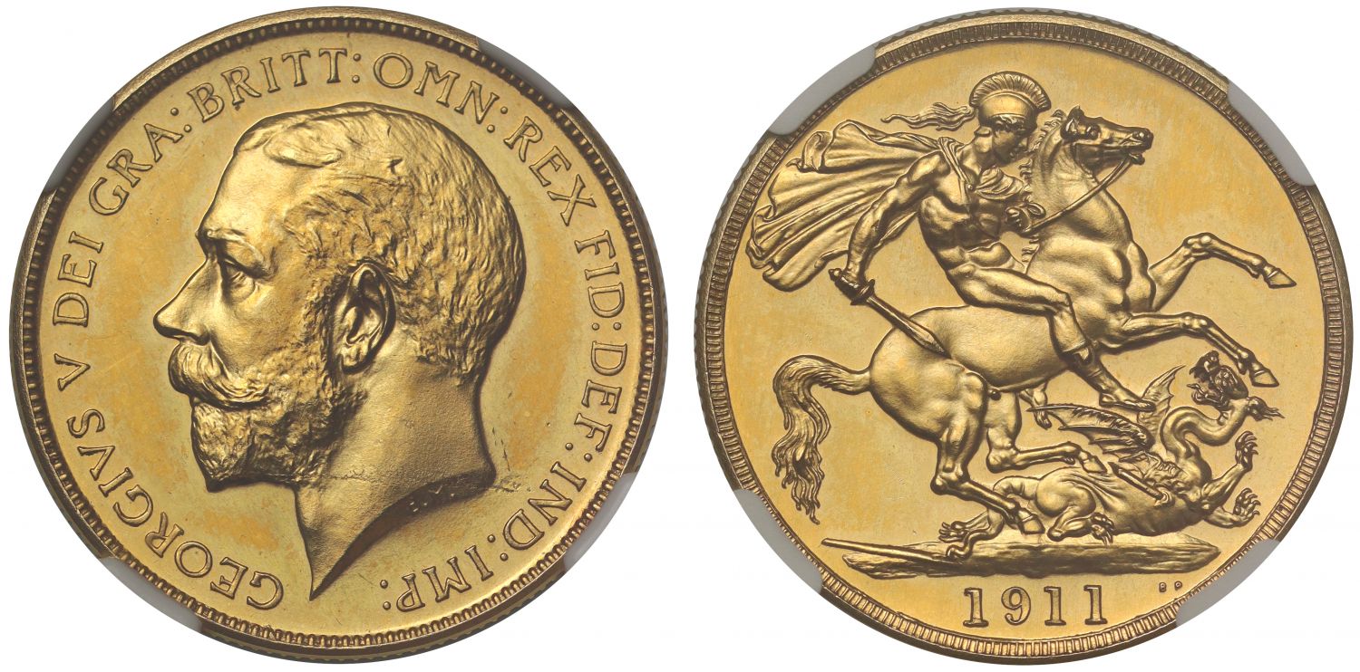 George V 1911 proof Two-Pounds PF62, Coronation issue