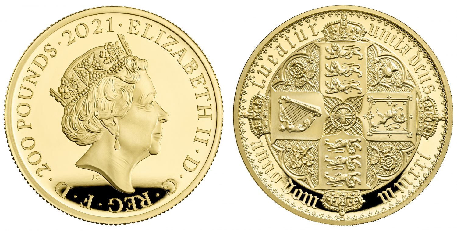 * Elizabeth II 2021 gold proof 2oz Gothic Crown QA