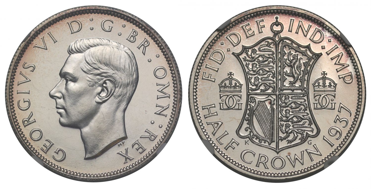 George VI 1937 proof Halfcrown, PF65+, Coronation issue