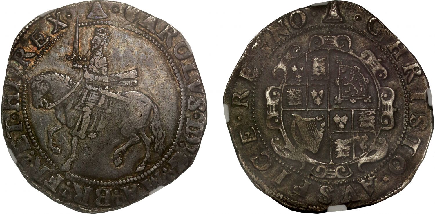 Charles I Halfcrown, Tower Mint, mm bell, XF45, finest graded