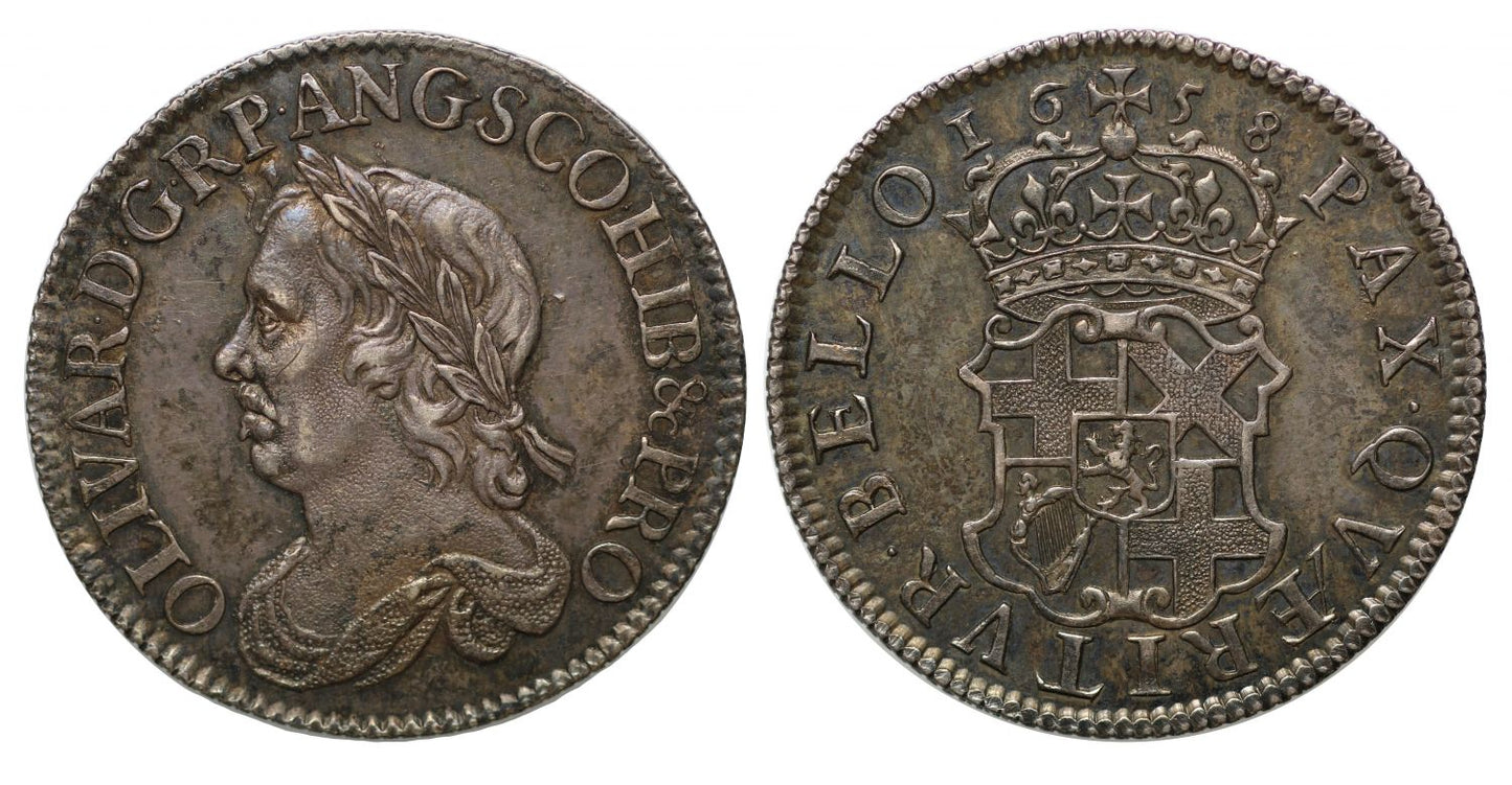 Oliver Cromwell 1658 Shilling , engraved by Thomas Simon