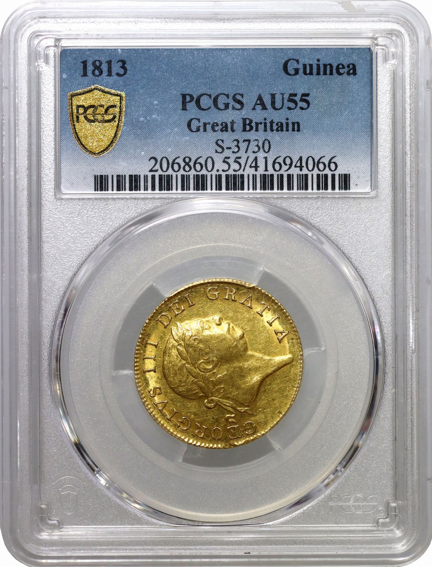 George III 1813 'Military' Guinea, AU55, final year of denomination