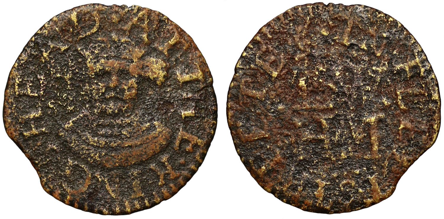17th Century London Token, Fleet Street, LW & HM at the Kings Head, Farthing