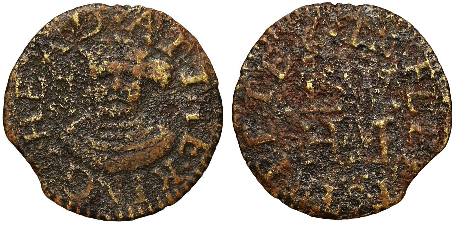 17th Century London Token, Fleet Street, LW & HM at the Kings Head, Farthing