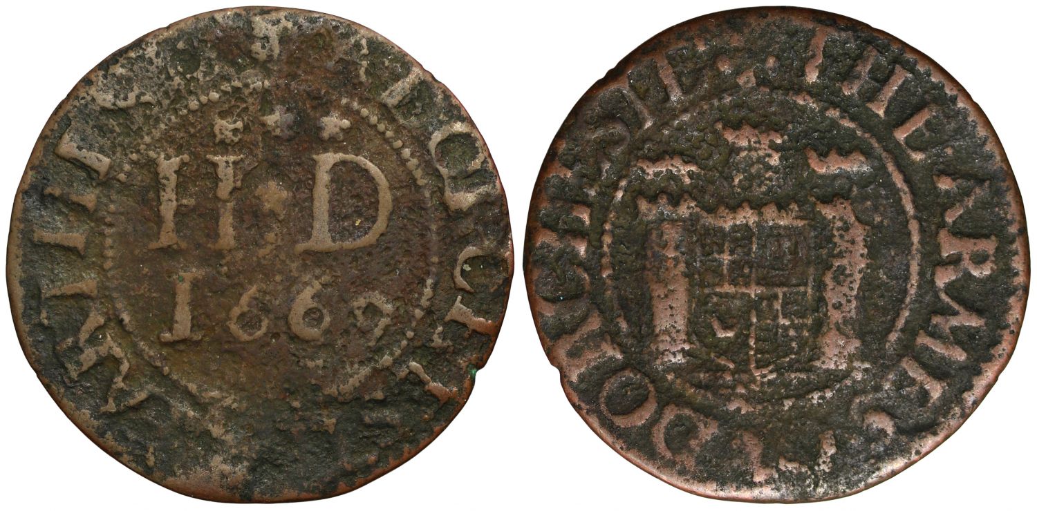 Dorset 17th century Token, Dorchester Town Farthing, 1669