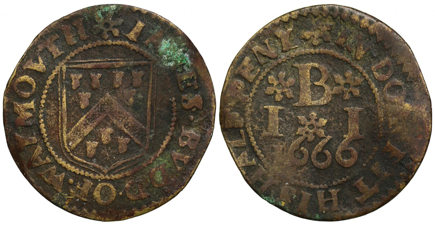 Dorset 17th century Token, Weymouth, James Budd, Halfpenny, 1666