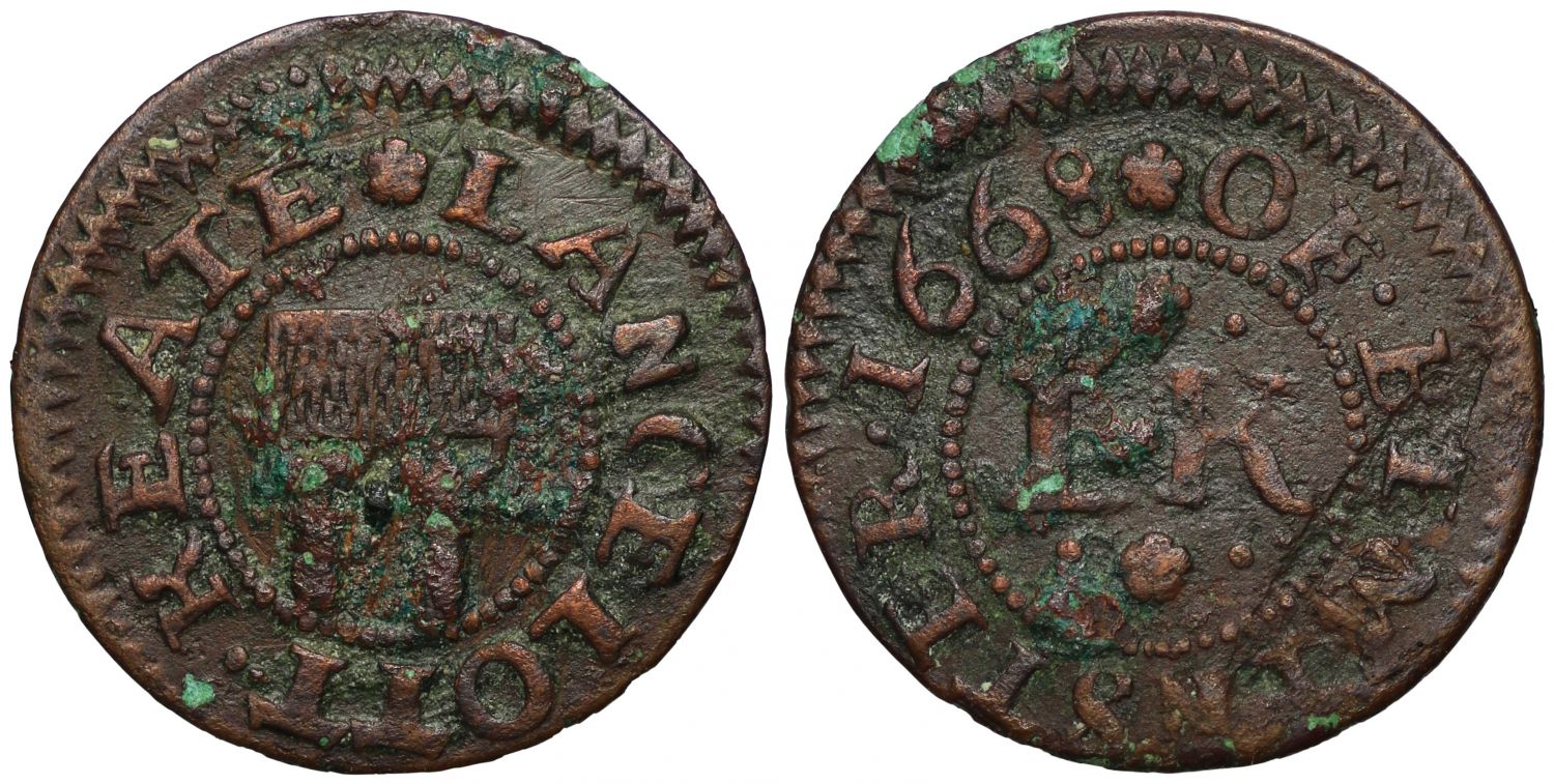 Dorset 17th century Token, Beaminster, Lancelott Keate, 1668 Farthing