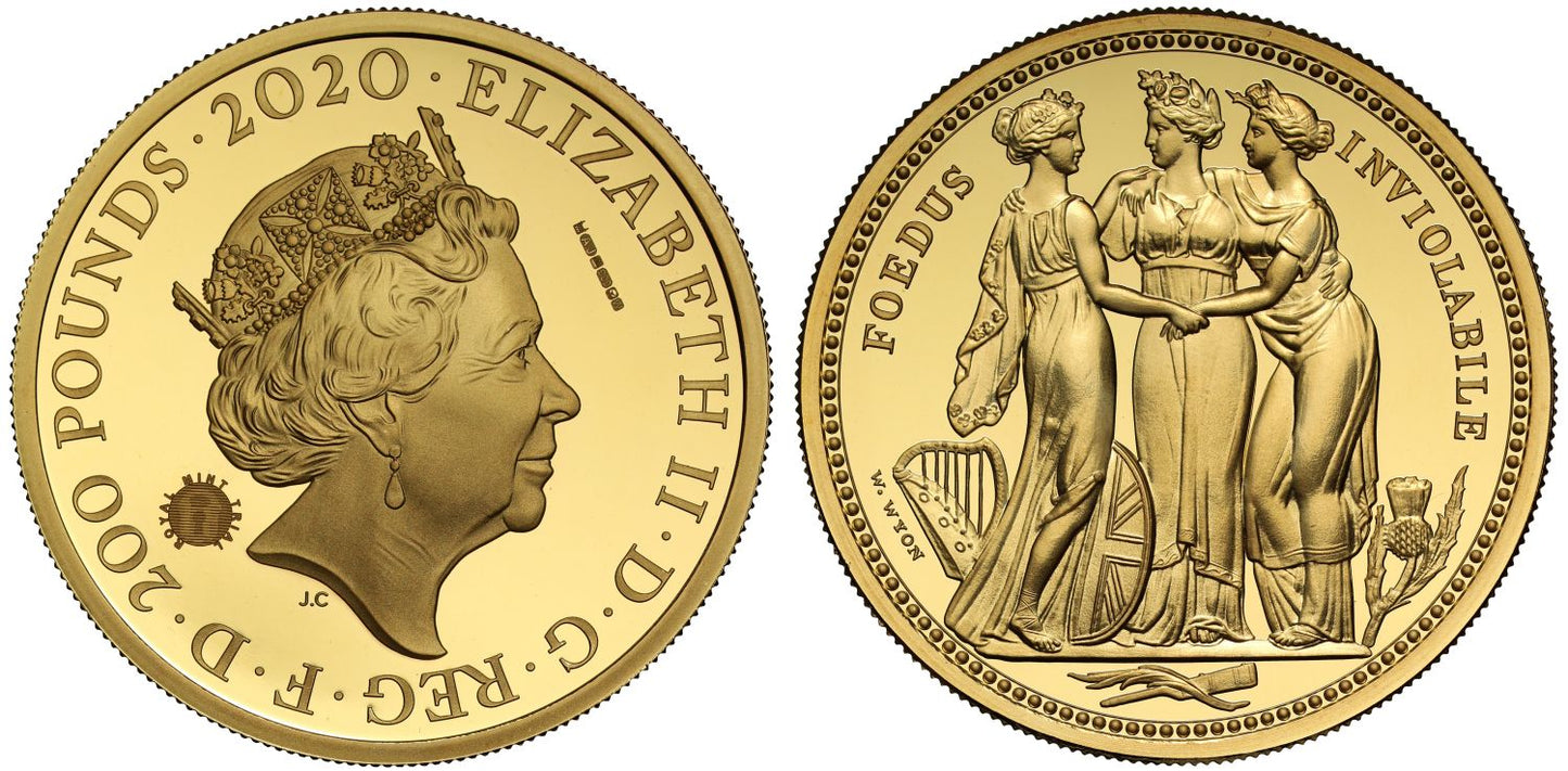 TRIAL PIECE: 2020 gold proof 2oz Three Graces PF69 UCAM