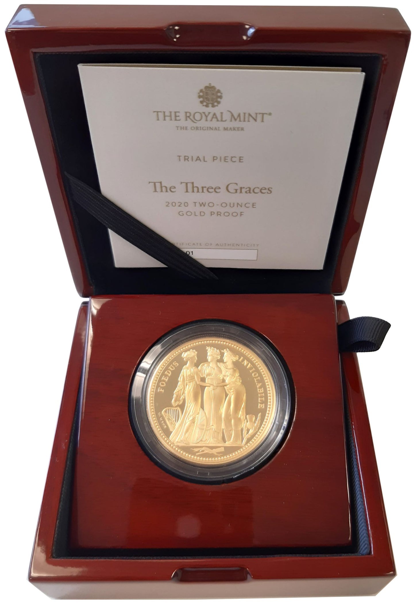 TRIAL PIECE: 2020 gold proof 2oz Three Graces PF69 UCAM