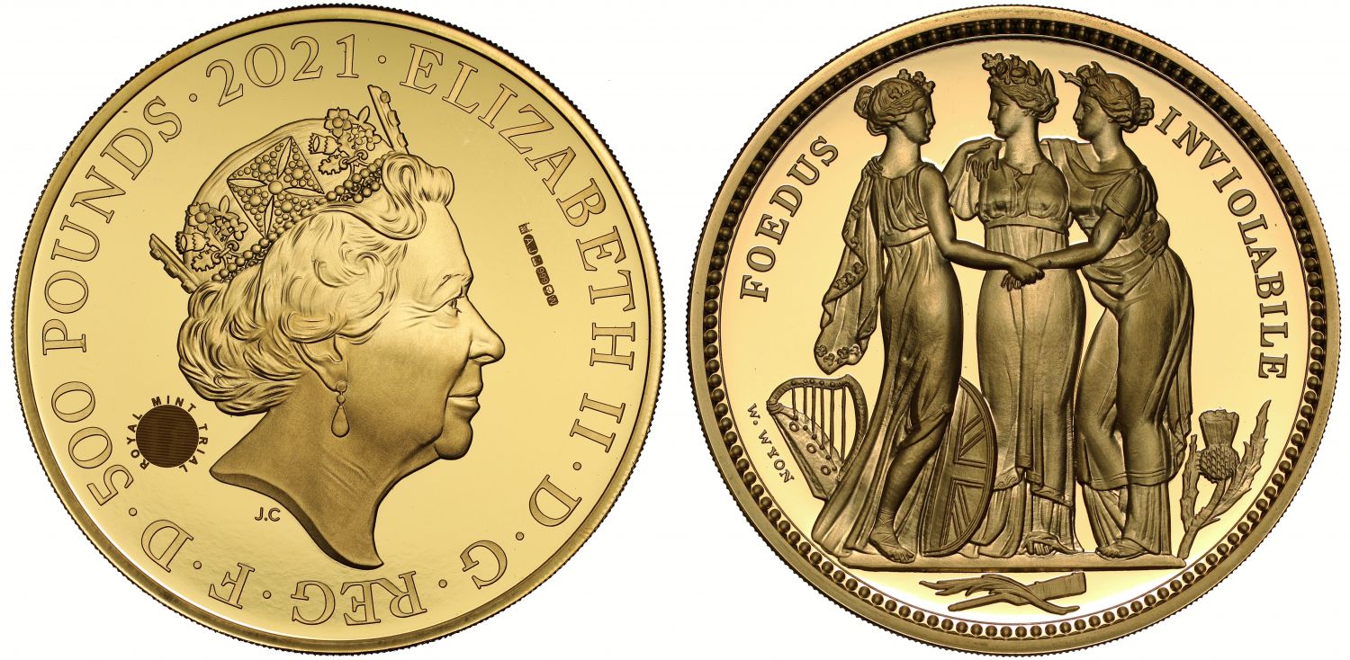 TRIAL PIECE: 2021 gold proof 10oz Three Graces PF70 UCAM