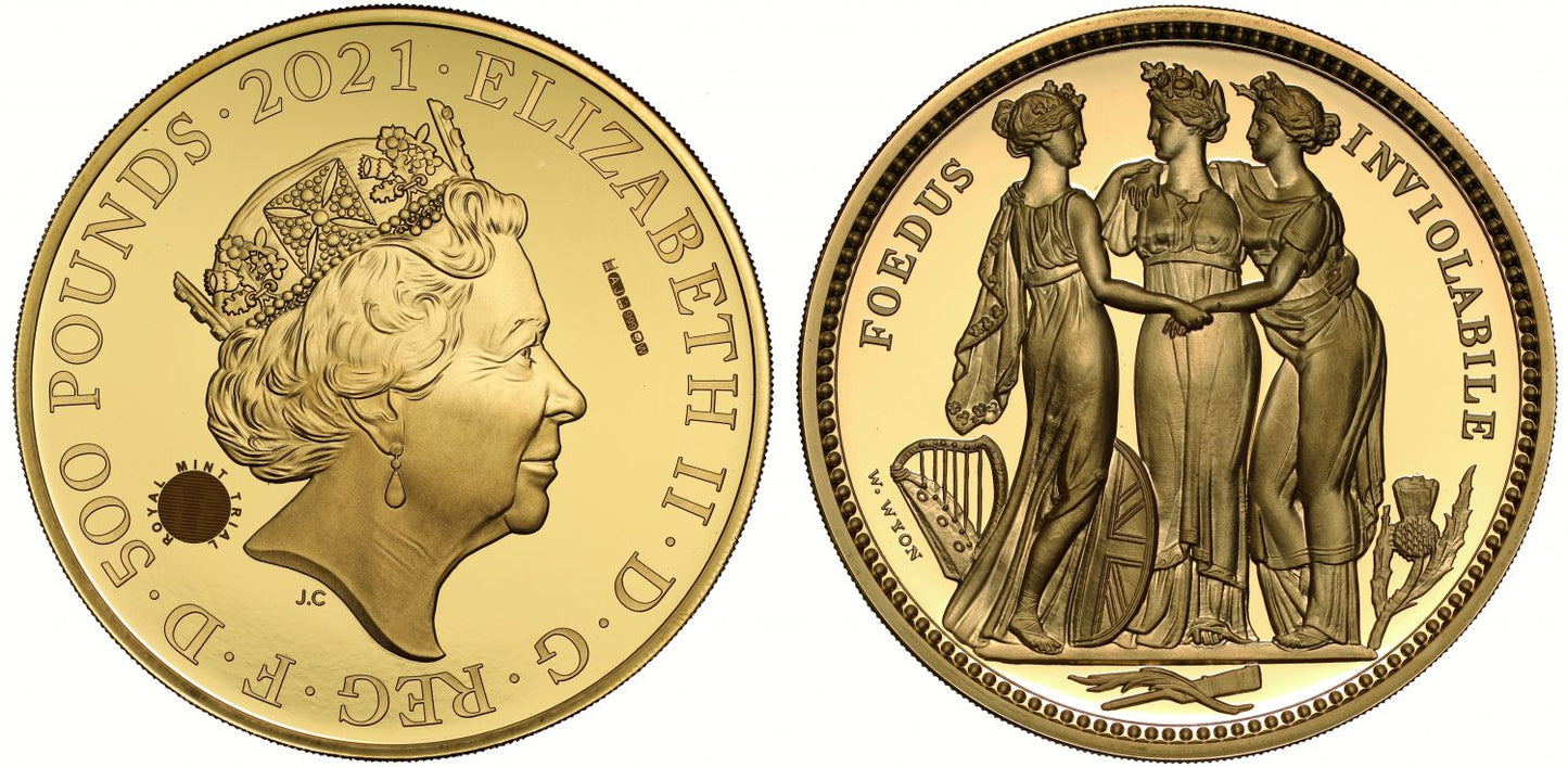 TRIAL PIECE: 2021 gold proof 10oz Three Graces PF70 UCAM