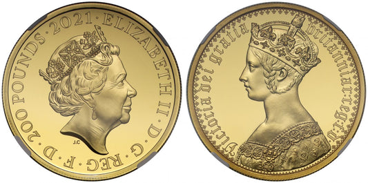 Elizabeth II 2021 PF70 FR gold 2oz Gothic Crown Portrait