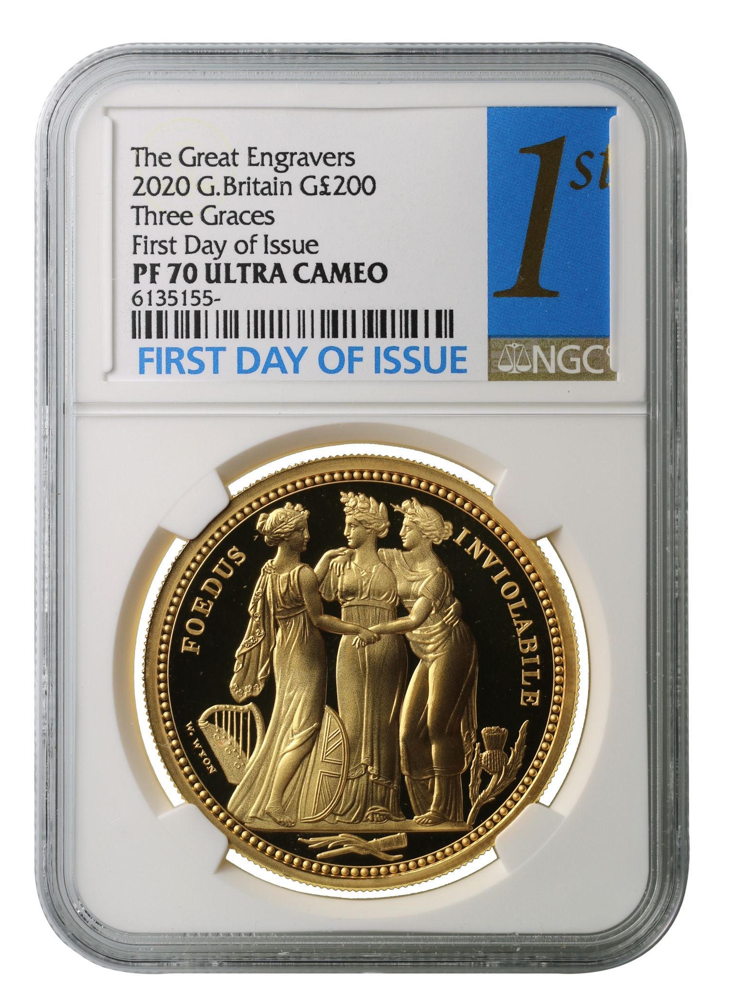 QEII 2020 gold proof 2oz Three Graces PF70 FDI