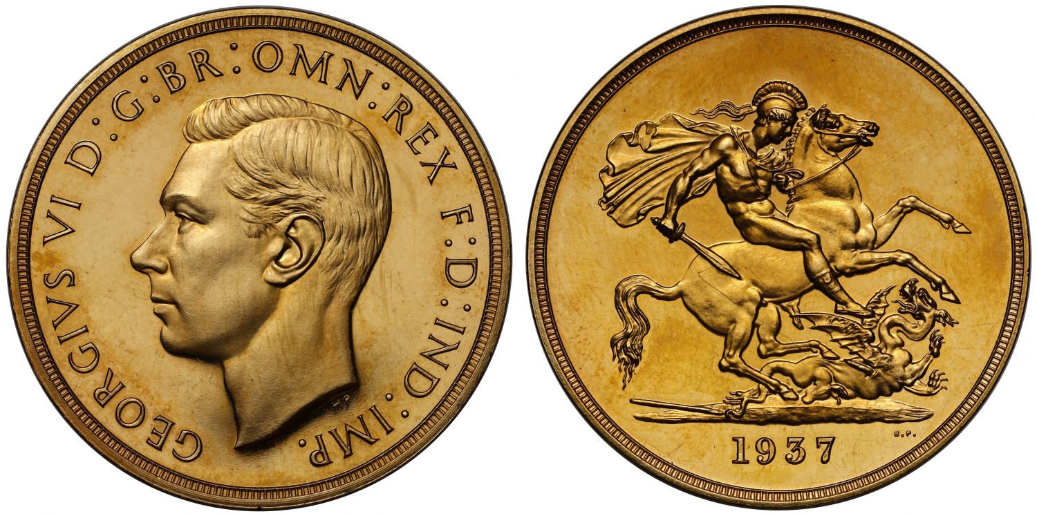 George VI 1937 proof Five-Pounds Coronation issue, 5,501 struck