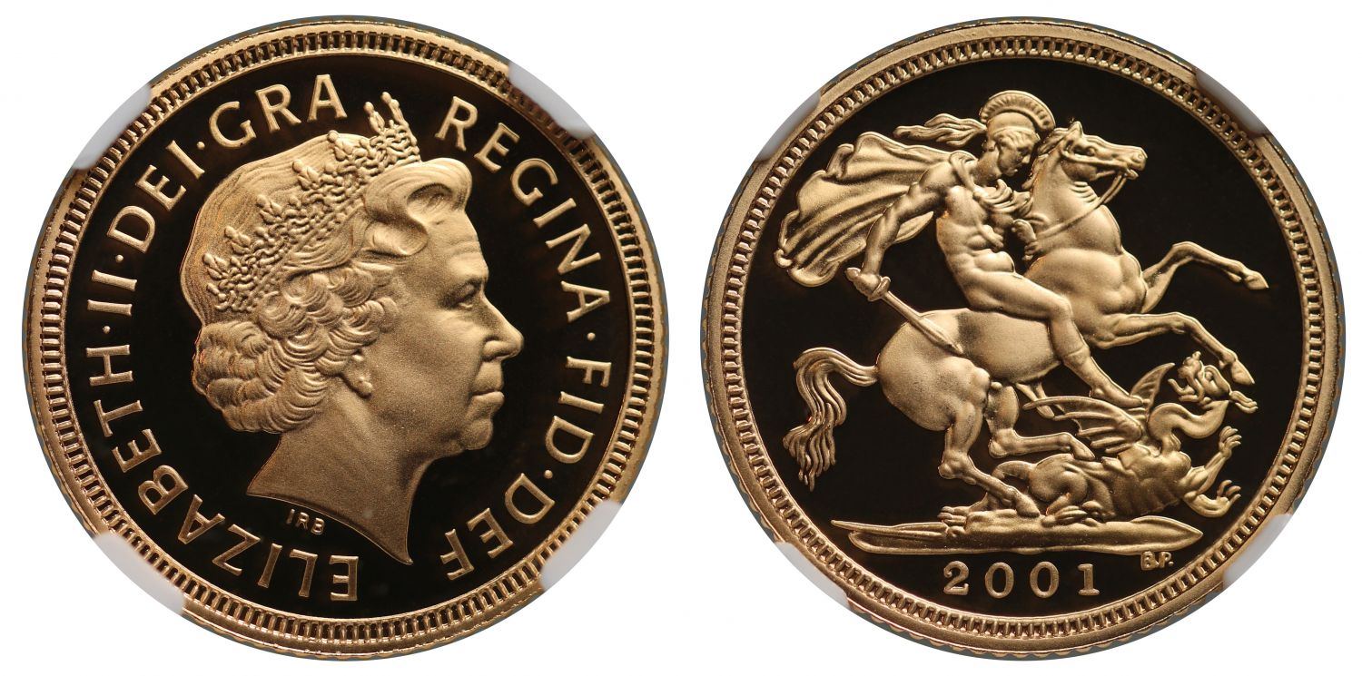 * Elizabeth II 2001 proof Half-Sovereign PF70 UCAM