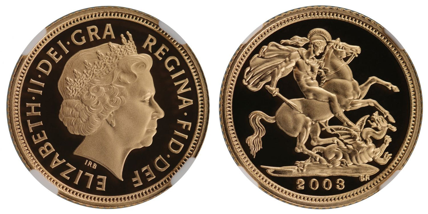 * Elizabeth II 2003 proof Half-Sovereign PF70 UCAM
