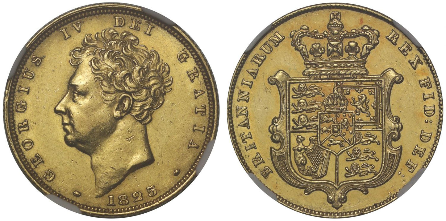 George IV 1825 Sovereign bare head MS61, first year for bare head