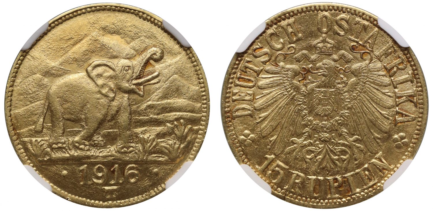 German East Africa, 15-Rupien, 1916-T, UNC Details.