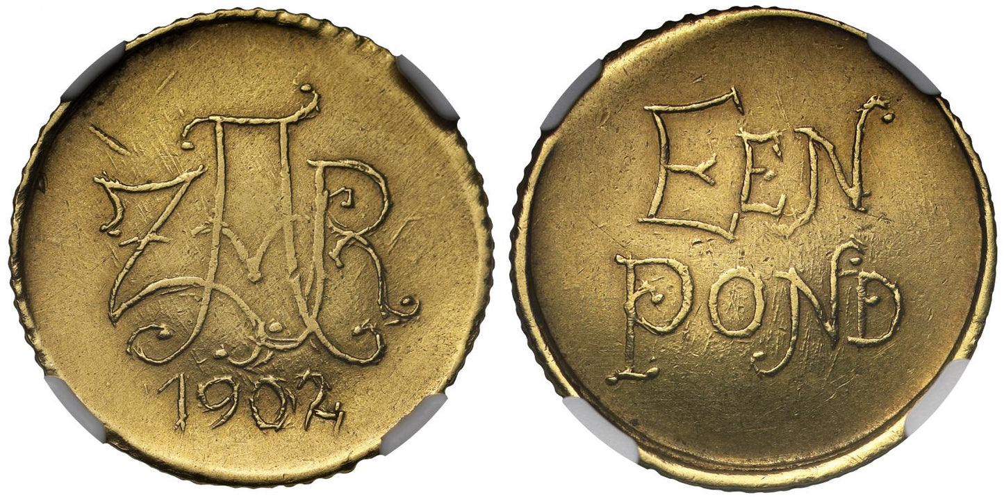 South Africa, 1902 'Veld' Pond, NGC UNC cleaned, only 986 struck