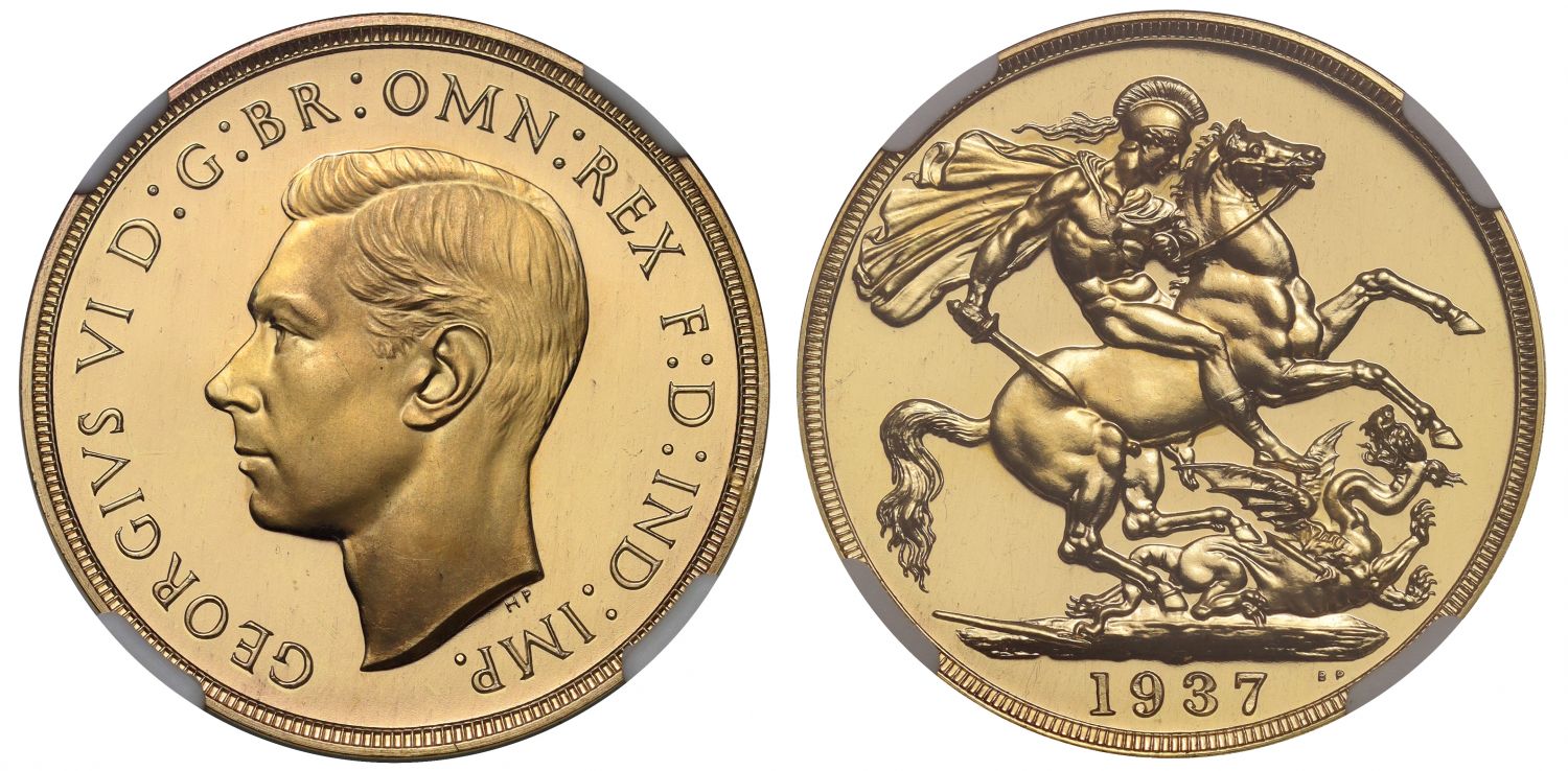 George VI 1937 proof Two-Pounds, PF65*, Coronation issue