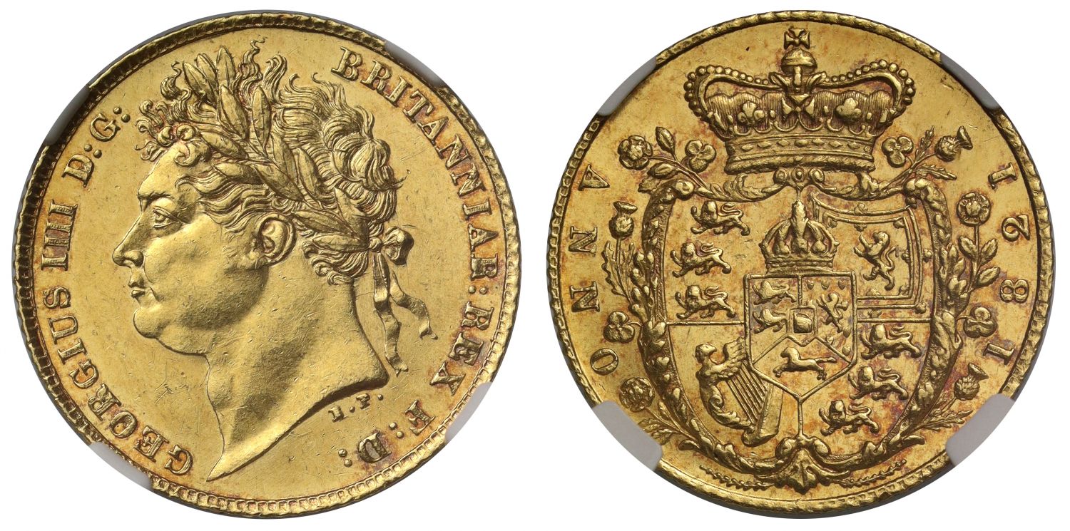 George IV 1821 Half-Sovereign MS62, one year only issue