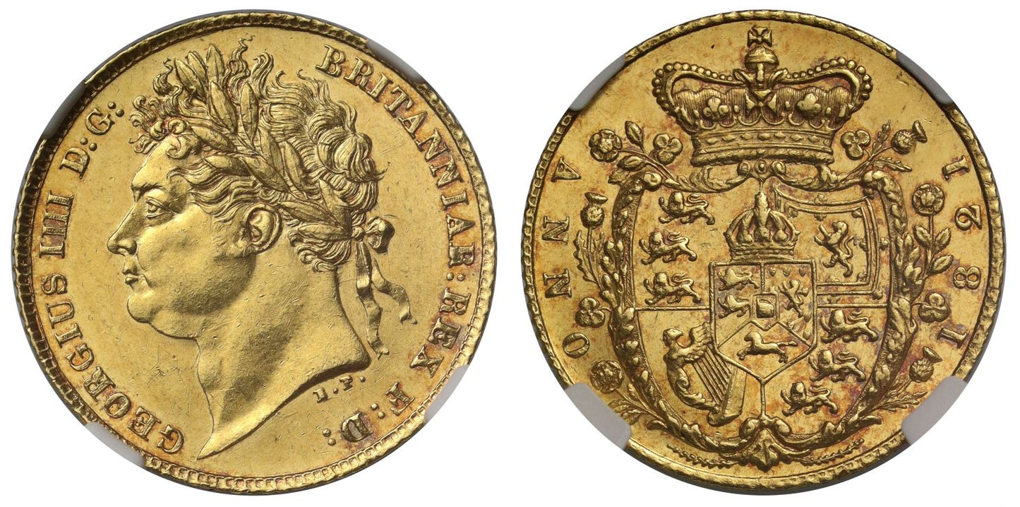 George IV 1821 Half-Sovereign MS62, one year only issue