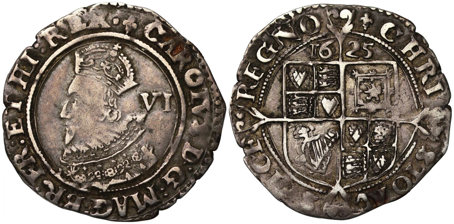 Charles I 1625 Sixpence, group A, first bust, mm. lis, ex Bole