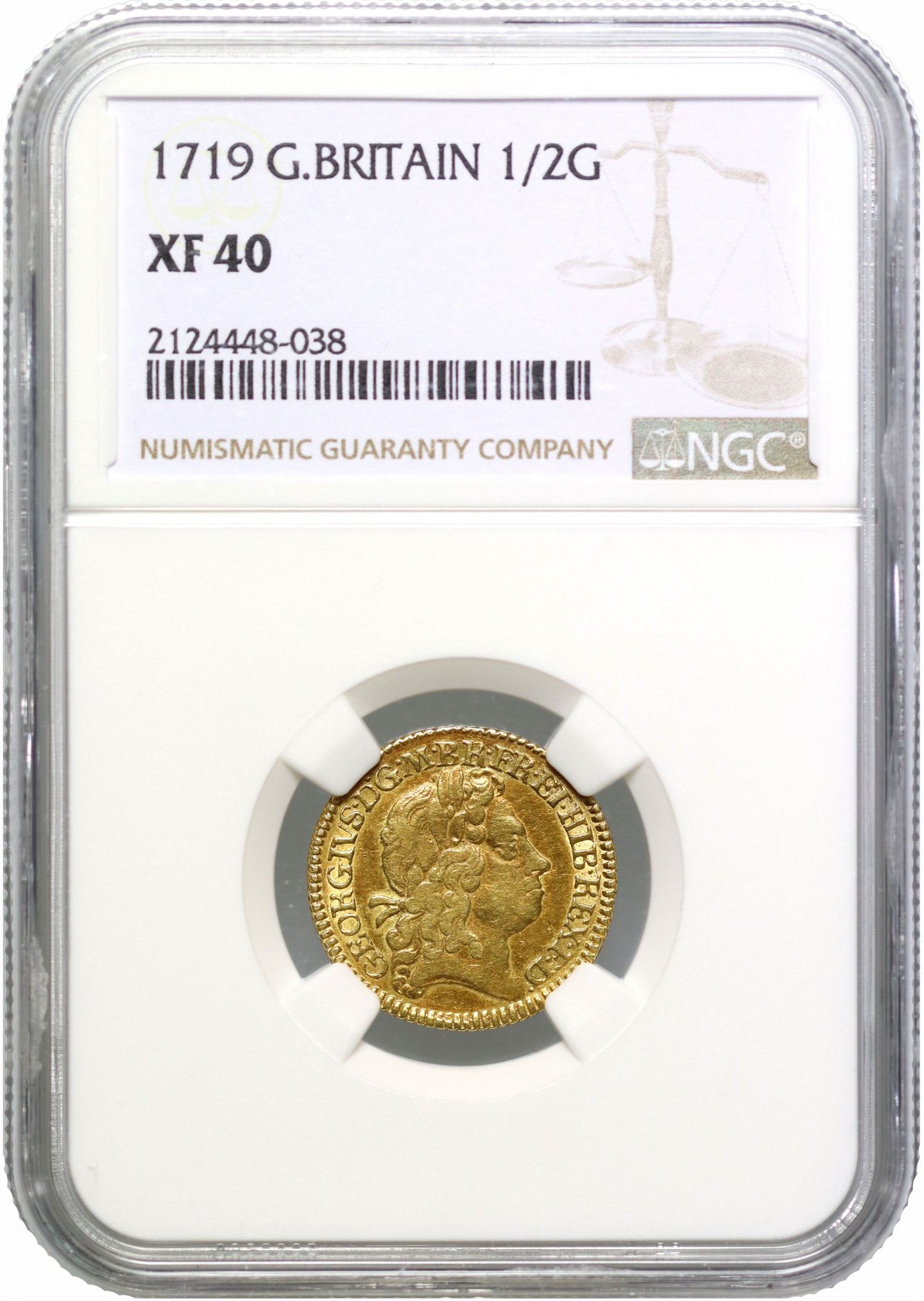 George I 1719 Half-Guinea, XF40, first bust, ex Rolf Baumhauer