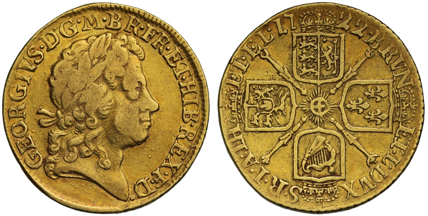 George I 1722 Guinea, fourth head
