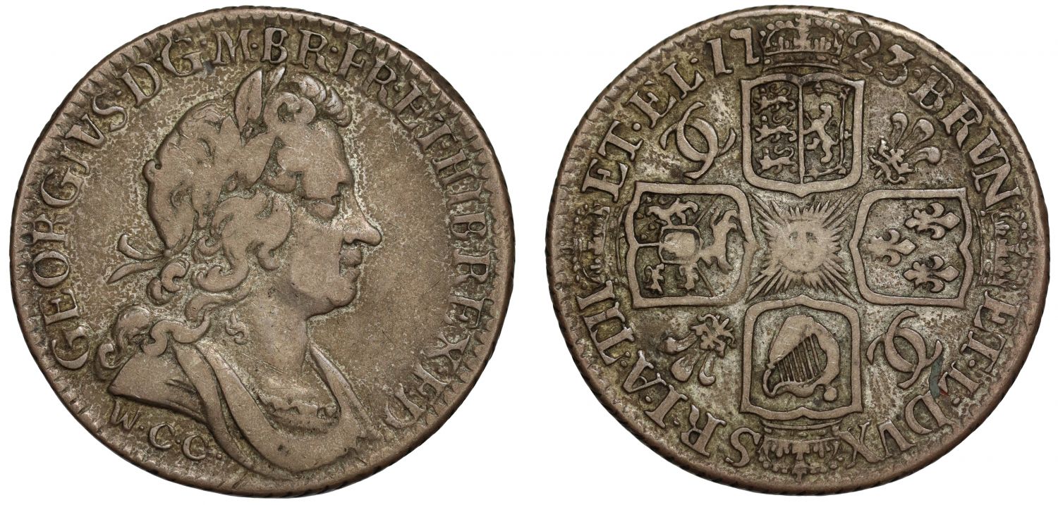 George I 1723 WCC Shilling, made from silver from the Welsh Copper Company
