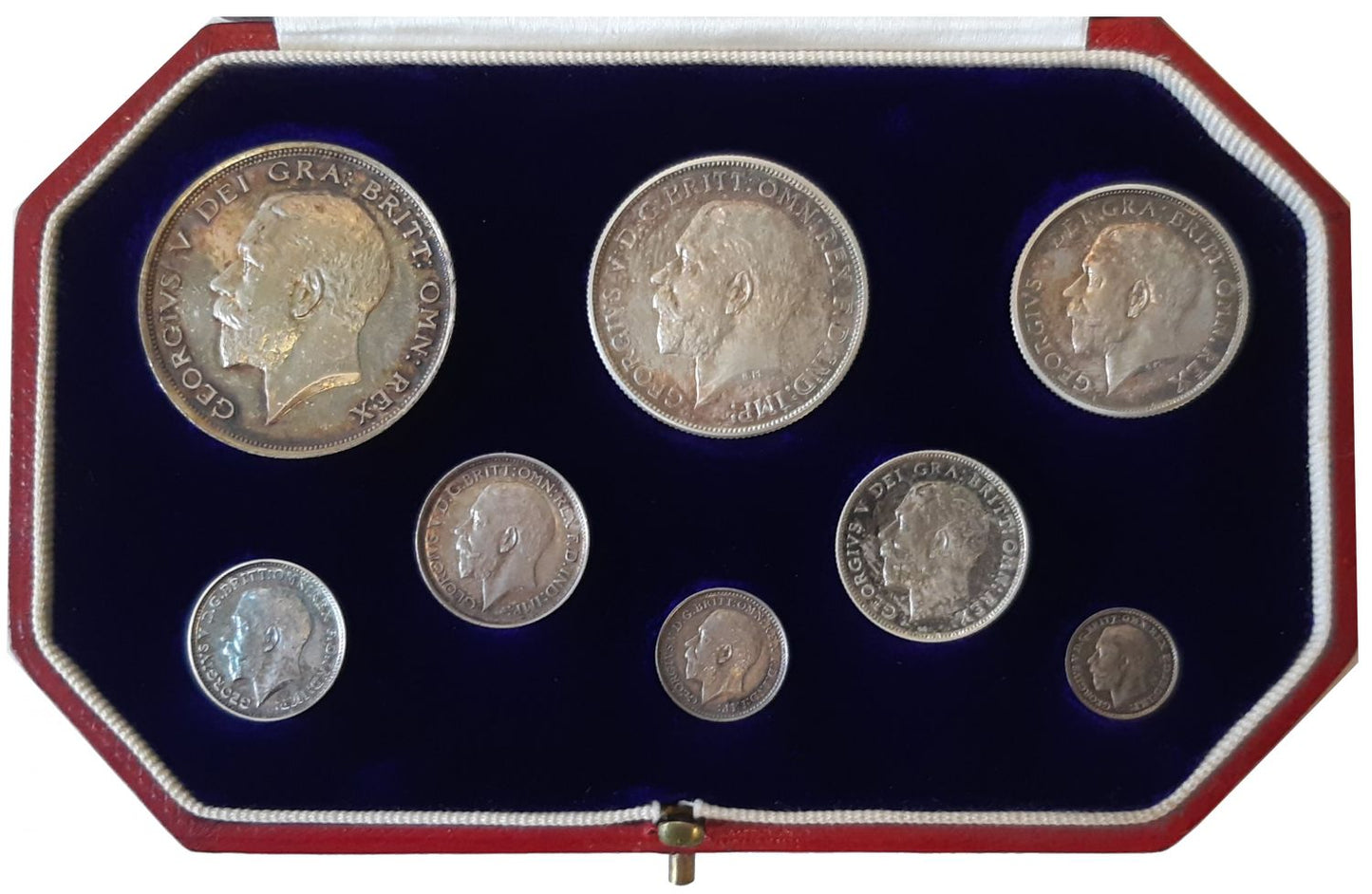 George V 1911 8-coin silver proof Set in dated case, Coronation issue