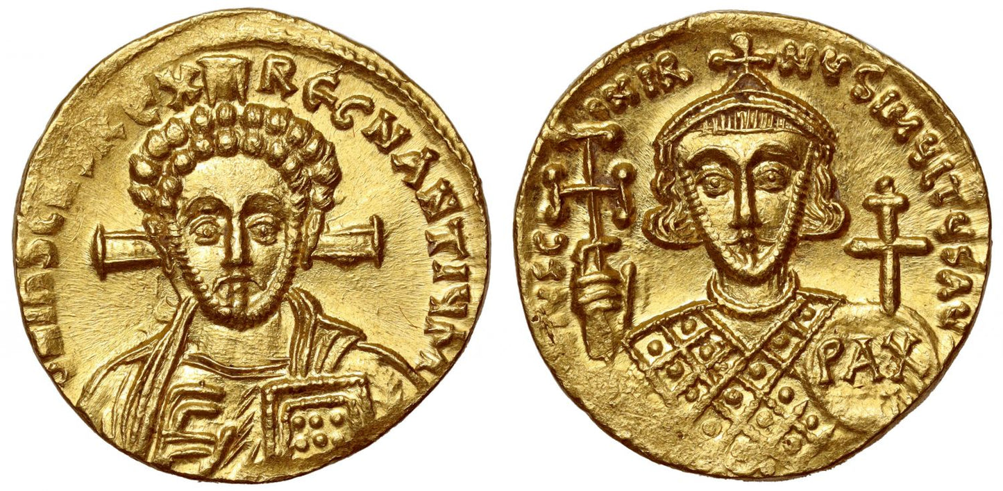 Justinian II, 2nd Reign, Gold Solidus, Constantinople