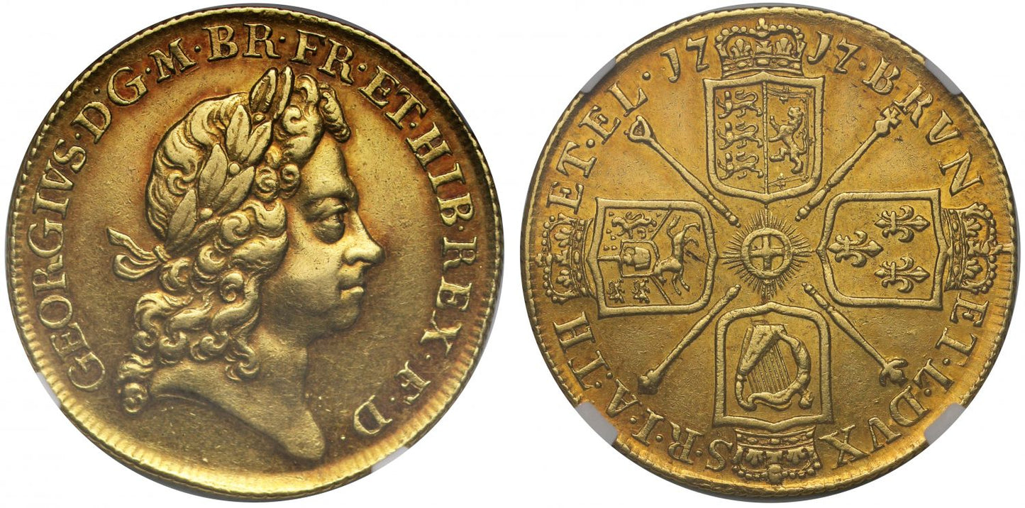 George I 1717 Two-Guineas AU55, first date for denomination in reign